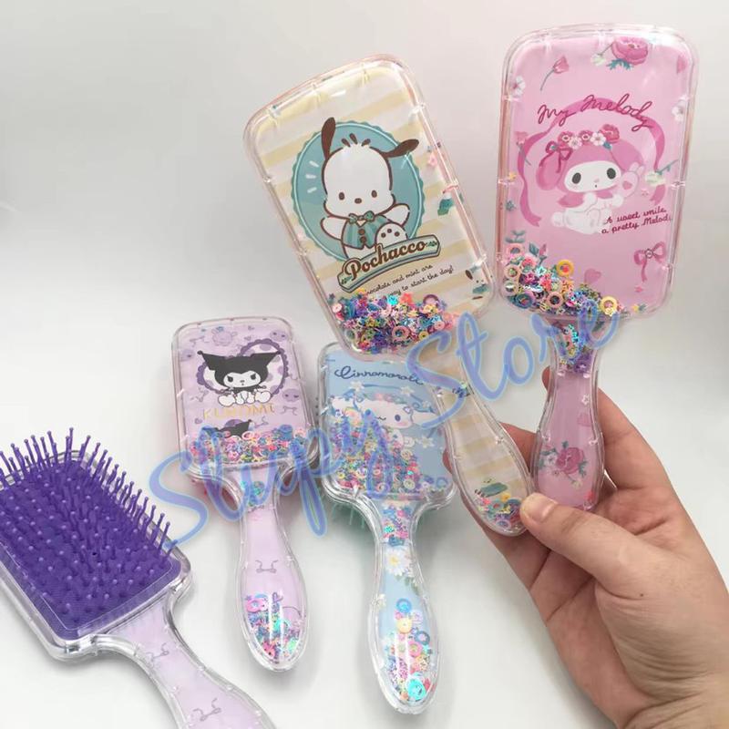 SLP Sisir sikat rambut gliter Kuromi My Melody Cinnamoroll Pochacco 5