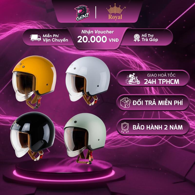 Royal M139 Mũ Bảo Hiểm 3 4 Kính Âm Tiện Lợi Phong Cách Đẳng Cấp Size M L XL Cho Nam Nữ An Toàn.