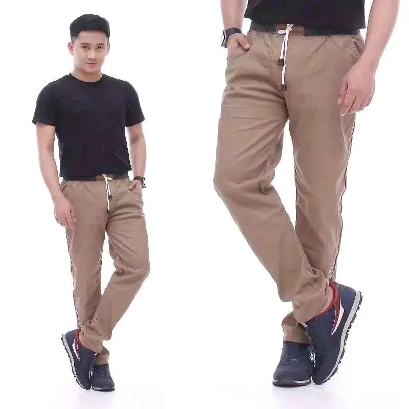PROMO 50 RIBU DAPAT 2 PCS CELANA PANJANG CHINO CASUAL STREET PINGGANG KARET Stretch Pria 1