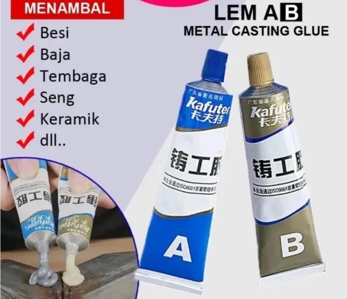 Lem AB Epoxy Kuat Penambal Besi Steel Metal Radiator Anti Bocor