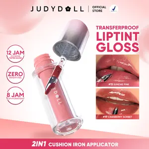 [NEW LAUNCH] Judydoll Liptint Gloss Besi - Dual Flash Watery Lip Gloss  Tinted Lip Gloss dengan Dual Aplikator Besi dan Cushion Brush, Tahan Lama 12 Jam dan 8 Jam Hidrasi
