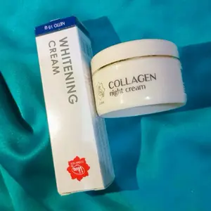 (Gratis Pouch) 2 Paket Viva / Viva whitening cream + Viva collagen night cream Perawatan Mencerahkan Wajah Vitamin moisturizer wajah kusam