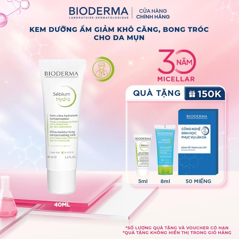 Kem dưỡng ẩm cải thiện tình trạng khô căng, bong tróc cho da mụn Bioderma Sebium Hydra 40ml Skincare