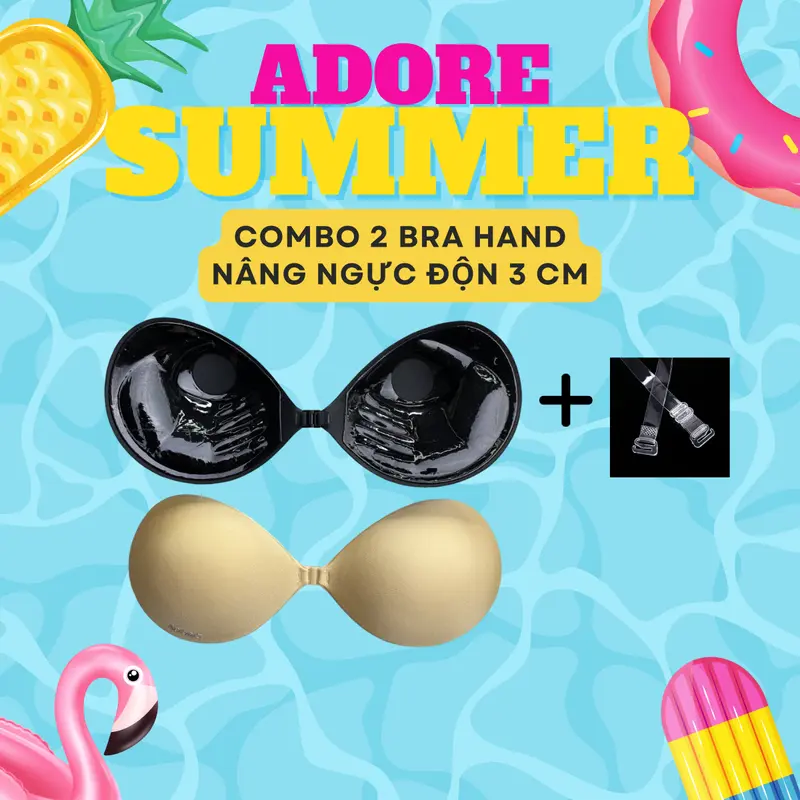 [ADORE] Combo 2 Áo Bra Hand Tặng Dây Trong Suốt Nâng Ngực Hình Bàn Tay Tặng Dây Trong Phù Hợp Trang Phục Trễ Vai, Cúp Ngực Nâng Tự Nhiên miếng dán cup 0
