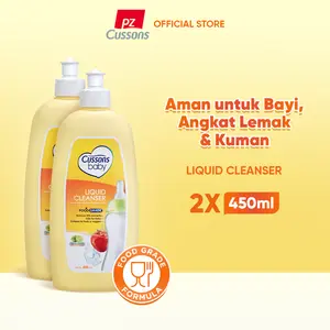 [Twinpack] Cussons Baby Liquid Cleanser Botol 450ml - Paket 2 Pcs Cairan Pembersih with Lime Extract Membersihkan Peralatan Botol Susu dan Dot Bayi