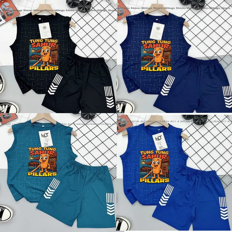 Sét bộ quần áo sát nách cho bé trai bé gái 13-52kg.Mẫu Tung Tung chấm bị.Chất thun lạnh mền mịn mát