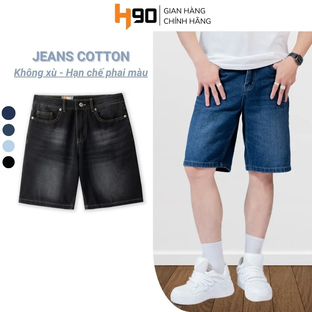 Quần Short Jean Nam H90, Quần Bò Ngố, Ngắn Trên Gối, Form Rộng Vừa Không Co Giãn QSJ01