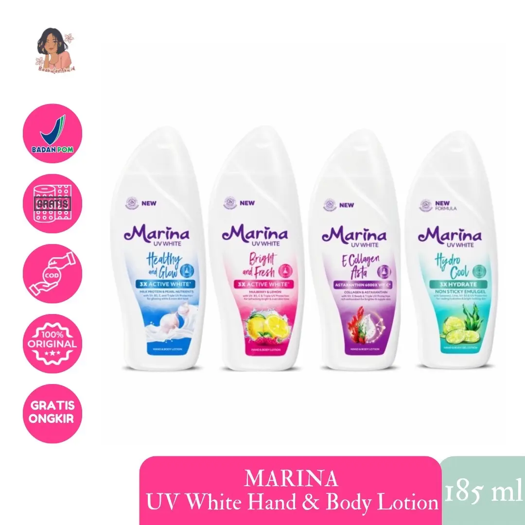 SiapKirim Marina UV White 185ml 460ml Handbody Pencerah body lotion all varian bpom