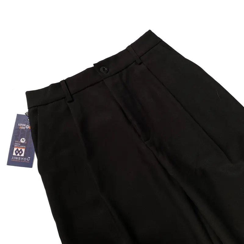 JINSYOU - Celana Trouser Wide Pants Hitam Loose Relaxed Pinggang Karet nyaman Lebar 5