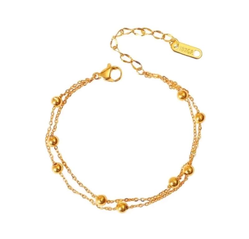 Product Introduction of Gelang Tangan Titanium Wanita Rantai Nori Model Biji Lada Aksesoris Elegan Premium Anti Karat dan Luntur Bracelets Emas 15