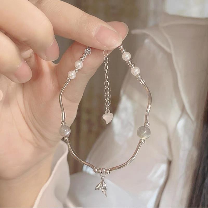 【Sktlz】 Fishtail Bracelet Mobius Ring Bracelet Moonlight Stone Bracelet Set 2