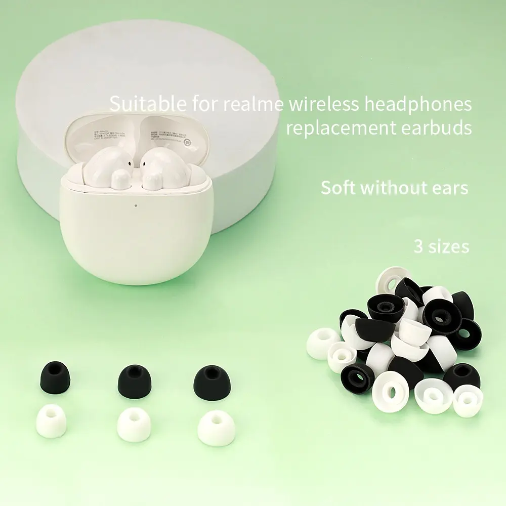 Silicone Ear Tips For Realme Buds Air Pro 3 Neo T100 Q2 Q2s Soft and Elastic Earphones Replacement Earbuds