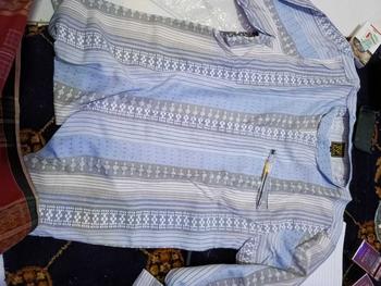Product Review of HM - Kemeja koko pria Dewasa lengan panjang Motif salur Batik, Atasan baju lebaran Keren Muslim terbaru 2025.Katun Formal Casual Santai from k**s o**💸 0