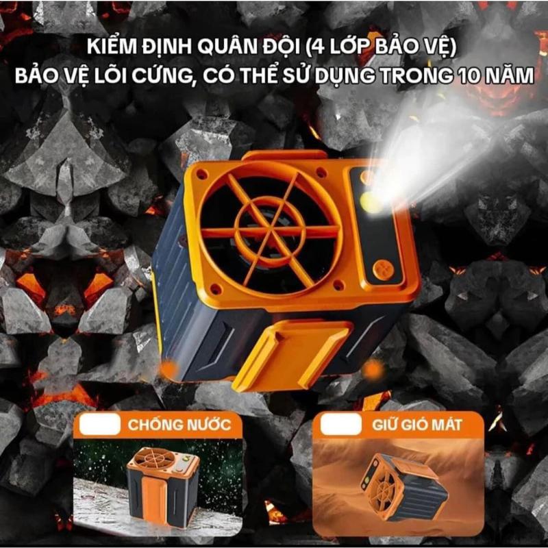 Quạt tích điện kẹp thắt lưng 4 tốc độ gió siêu mạnh kiêm sạc dự phòng và đèn pin siêu sáng, Quạt kẹp hông công suất lớn, Quạt điều hoà, Quạt đeo thắt lưng, Quạt đeo cổ 3