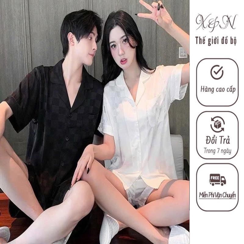 Bộ Đùi Nam Nữ Pijama Chất Lụa Mặc Mát - Thiết Kế Phong Phú, Trẻ Trung - Nhung sz từ 40-85kg