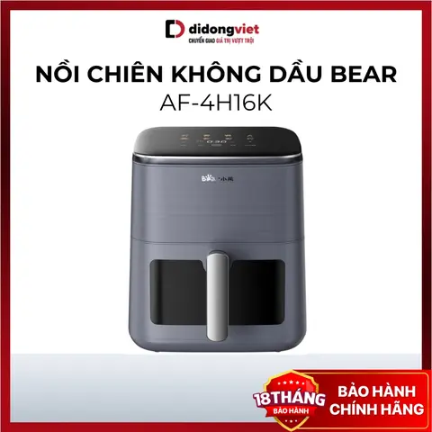 Nồi chiên không dầu 6L Bear QZG-H16R3 (AF-4H16K) | 1600W - Thiết kế 4D - 2 Tốc độ gió mềm & giòn - Bảo hành 18 tháng