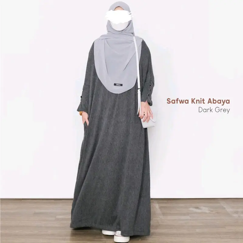SAFWA ABAYA KNIT IMPORT / ABAYA BATWING SYAR'I GAMIS ABAYA RIB KNIT IMPORT JUMBO 2