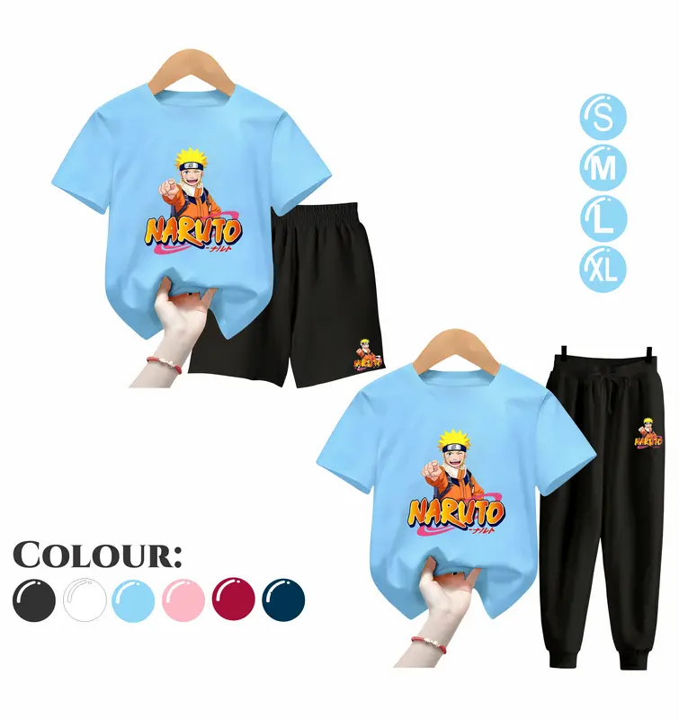 Setelan Anak Laki Laki UZUMAKI NARUTO - Baju Kaos dan Celana Fashion Motif Terbaru Usia 5-15 Tahun [BISA COD] 2