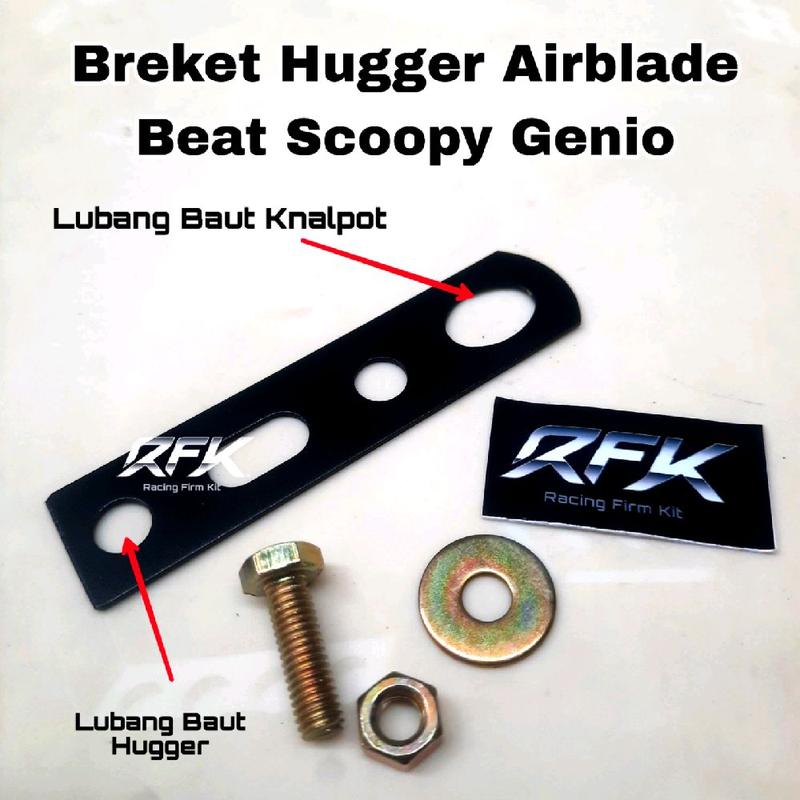 Breket Bracket Dudukan Huger Hugger Airblade Knalpot Beat Deluxe FI eSP Scoopy Bracket Hugger Motorcycle Beat Scoopy Genio Bahan Plat Tebal Free Baut dan Mur 1