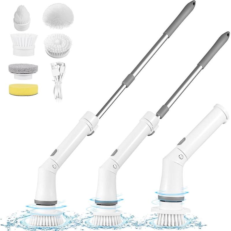 Máy rửa điện xoay, bàn chải làm sạch không dây với 6 đầu bàn chải có thể thay…