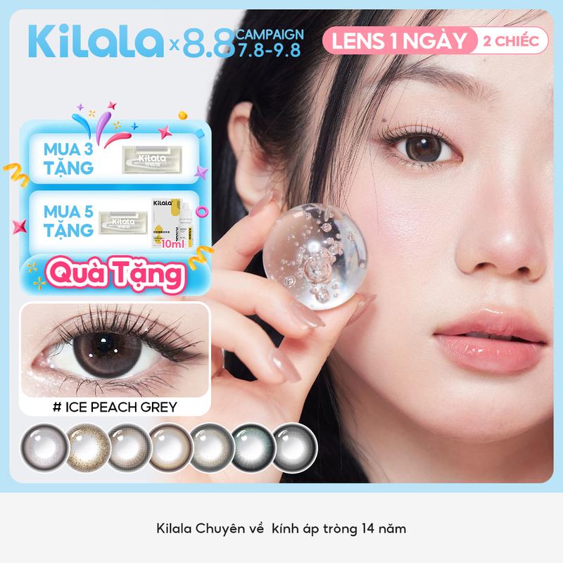 2 chiếc Lens Daily kính áp tròng Kilala màu Nâu Xám Lam Tím DIA 14.0-14.5mm độ cận 0-7 lens mềm mại màu sắc xinh đẹp lên ảnh rất đẹp khiến makeup mắt không còn đơn giản