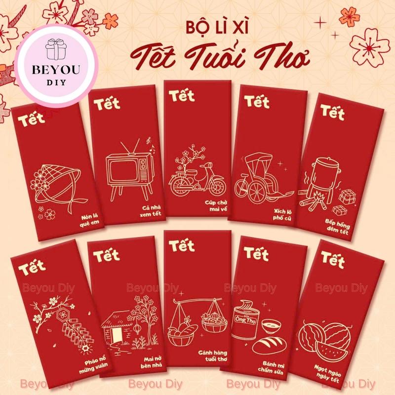  Set 10 20 40 60 Bao Lì Xì Tết Bính Ngọ Lì Xì Tết Tuổi Thơ Bao Lì Xì Đỏ Truyền Thống May Mắn Đầu Năm 