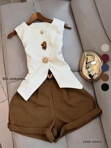 Conjunto de pantalones cortos sin mangas para mujer, ideal para uso diario, cómodo y estiloso para mujeres