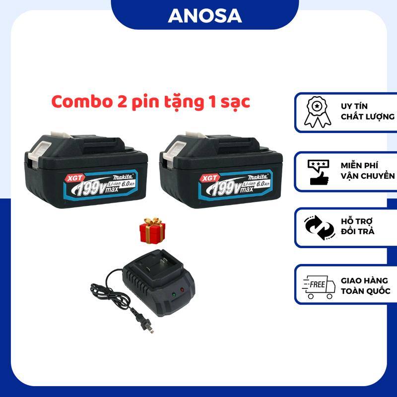 2 Phụ Kiện 10 cell Tặng 1 Sạc - Chân Pin Phổ Thông 4cm Dùng Cho Máy Khoan, Siết Bulong, ...