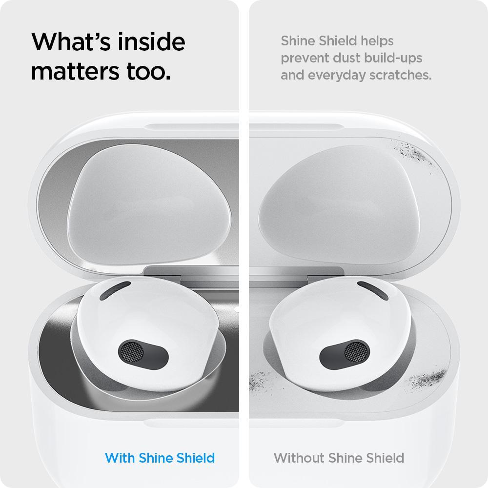 Spigen AirPods 3 Dust Sticker Protector Film Shine Shield - Metallic Silver ASD01986