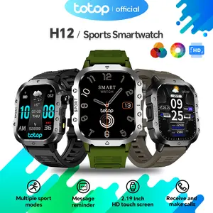 Totop SmartWatch H12 Sports Bluetooth Smartband 2.19 inch HD Screen Full Touch Bluetooth Call Tangan Sports Flashlight Calculator Custom Wallpaper Music Android IOS jam