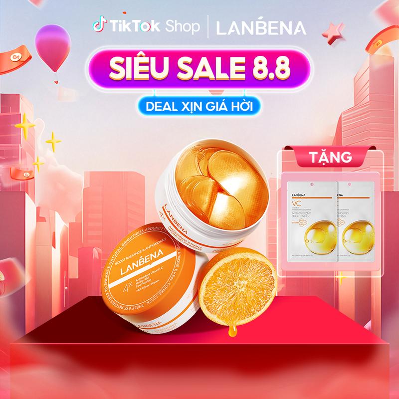 【ĐỘC QUYỀN LIVESTREAM MUA 2 TẶNG 6 Mặt Nạ Mắt Vitamin C 4X LANBENA Hỗ Trợ Giảm Thâm Mờ Nhăn Cải Thiện Bọng Dưỡng Ẩm Mắt 60 Miếng