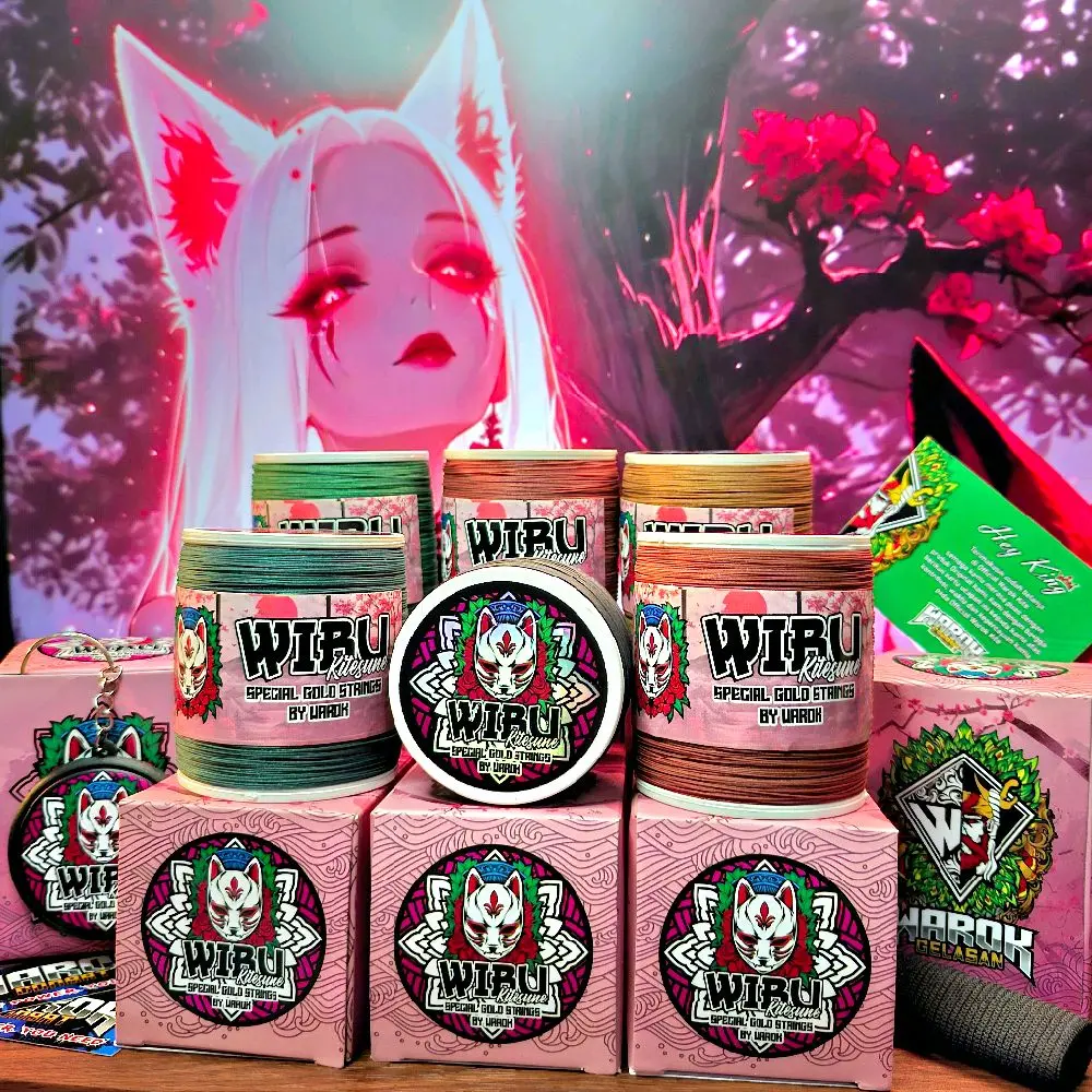 WIBU Gelasan Warok Matot KITSUNE Bahan Gold 1600Yard Spesial Tournament untuk Main Tarik dan Jepret Senar Matot Gold Premium Original Size 0,22 0,23 & 0,24 Full Beling Thermos dan Silicone