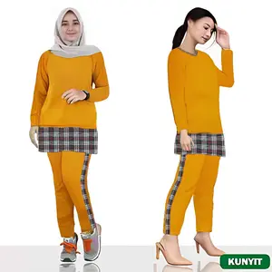 Setelan Kaos Olahraga UMI TUNIK MuslimAH SET Training Senam Wanita Babyterry Big Size Oversize Jumbo XL - 3XL / 29661 Baju Celana Muslim Sport Panjang Sporty