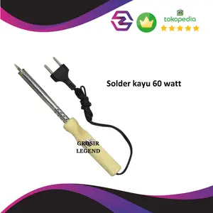 Solder gagang kayu 60w murah pegangan terbuat dari kayu