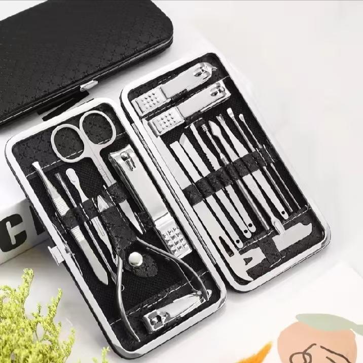 Product Introduction of 19 piece set leather nail Clipper Set Nose trimmed nail clippers eyebrow press for neckline pick accessories plus luxury nursing tools multi-function 7