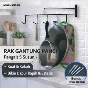 Rak Gantungan Panci Wajan - Rak Dapur Serbaguna Cantolan Wajan & Panci Tempel Dinding