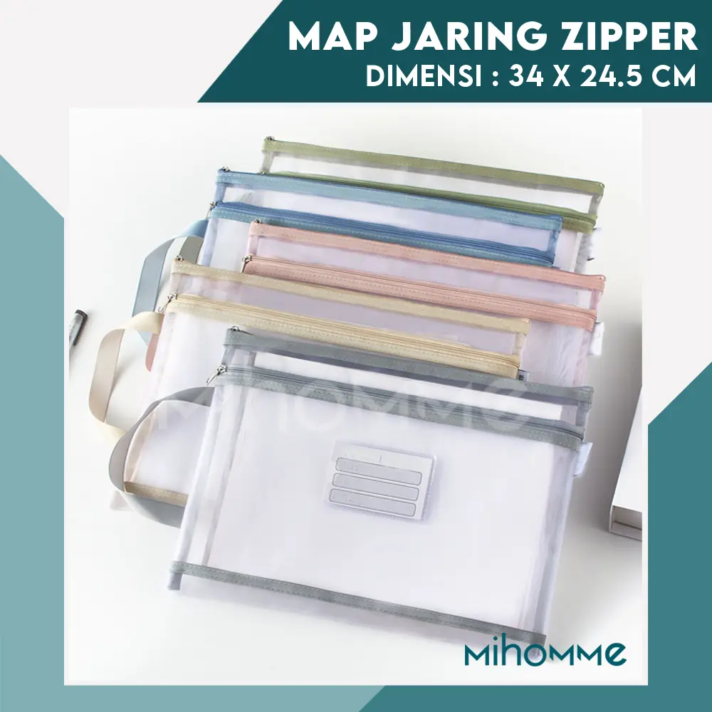 Map Jaring Kertas Folder File A4 F4 Tas Dokumen Travel Net Organizer Zipper Tempat Penyimpanan Buku Alat Tulis Transparan