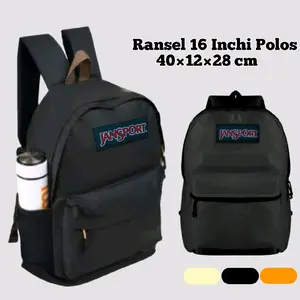 Tas Ransel Sekolah Simple Ransel Laptop Ransel Pria Wanita Wave Black Hitam