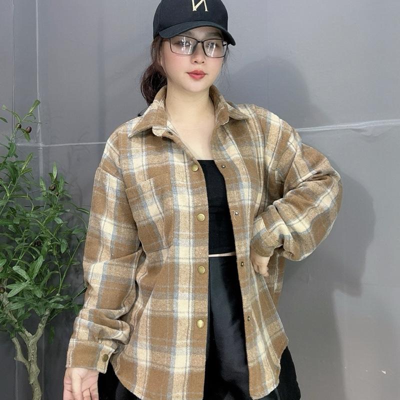 Áo Khoác Sọc Karo Cổ Somi Phom To Rộng Nam Nữ Unisex