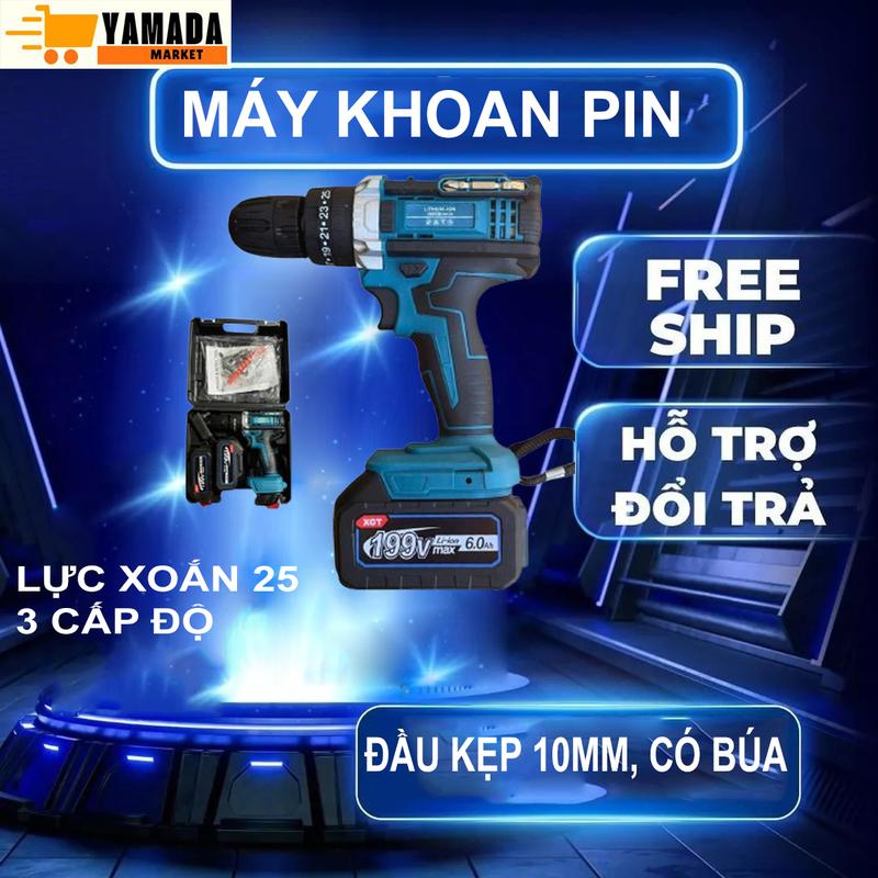 Máy Khoan Pin Động Cơ Lõi Đồng 3 Chức Năng. Chế Độ Bắn Vít,Khoan, Búa - Máy Bắn…