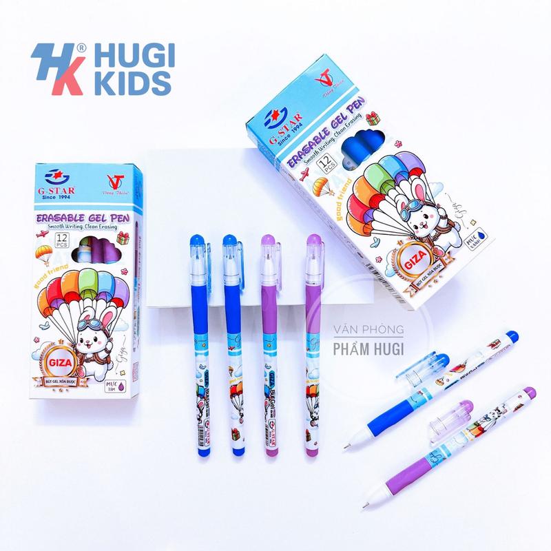 Hộp 12 Cây Bút Gel Xóa Được GIZA Gstar – Ngòi 0.38mm, Nét Mảnh Nhỏ, Không Lem, Dành Cho Học Sinh Tiểu Học