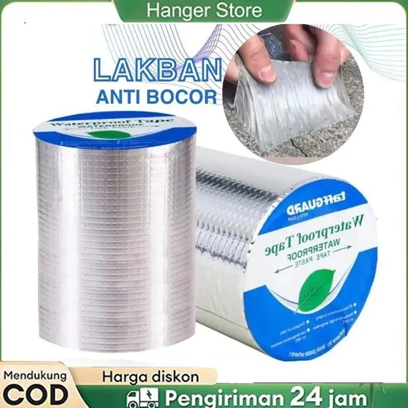 【Hanger Store 】 Lakban Anti Bocor Aluminium Foil Waterproof Tape Tahan Air dan Suhu TinggiButil waterproofing tape bahan perbaikan kebocoran bahan perbaikan kebocoran atap ruang atap atap retak menancapkan raja membran perekat diri tambal lem super kuat