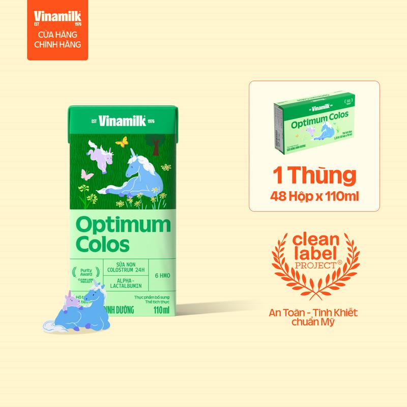  Thùng 48 hộp Sữa non Vinamilk Optimum Colos 110ml pha sẵn - Miễn dịch khỏe 