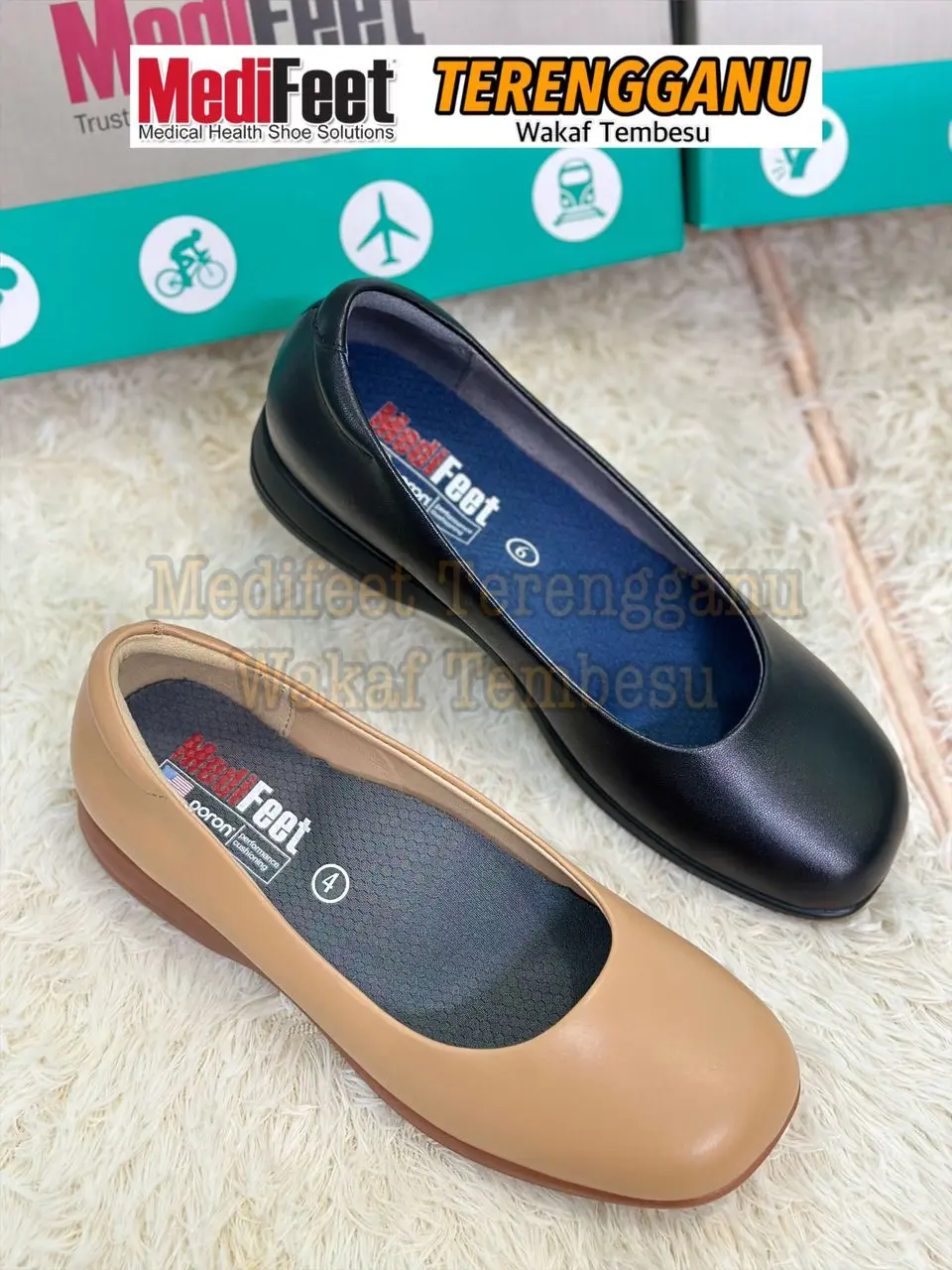 MEDIFEET MC024 COMFEET SQUARE TOE BASIC UNIFORM SHOES MEDICAL HEALTH SHOES Kasual