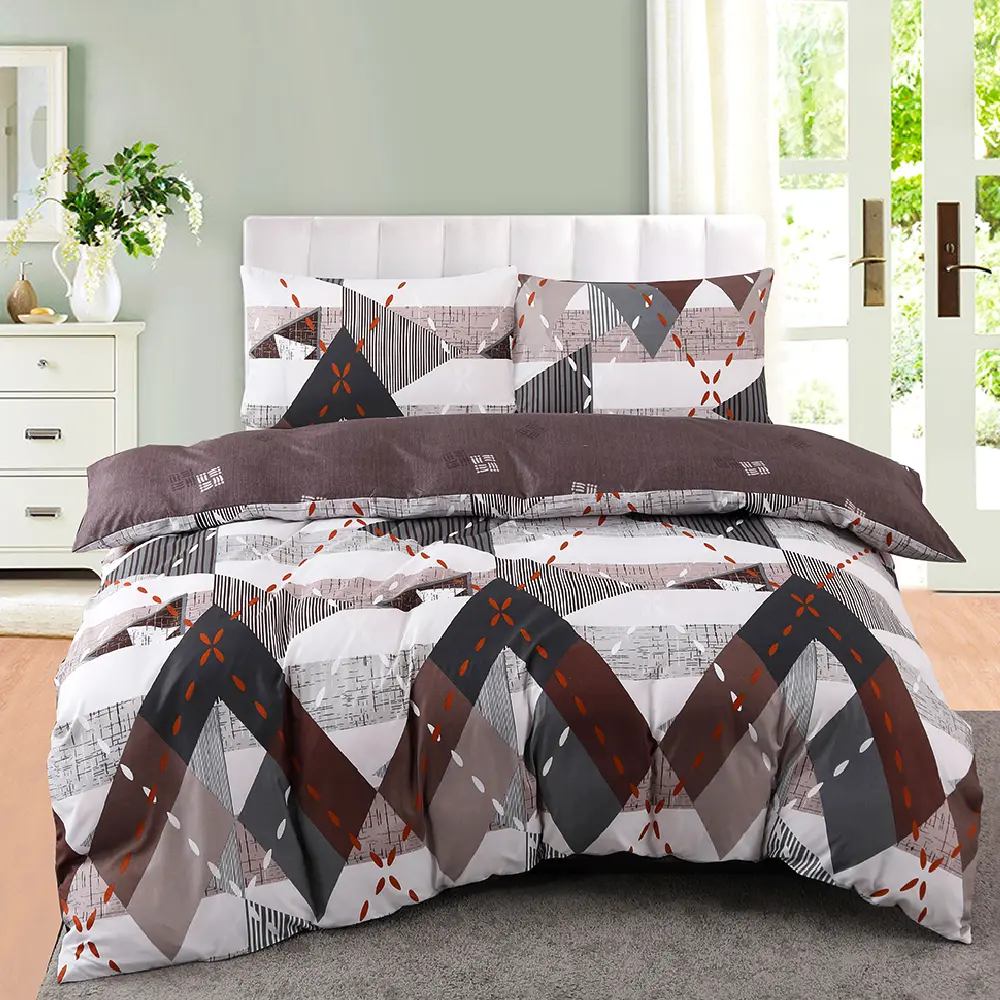 Aussino Relax Riven Fitted Sheet Set and Quilt Cover Set - Soft and Cozy, Hypoallergenic, Moisture-Wicking, Stain-Resistant