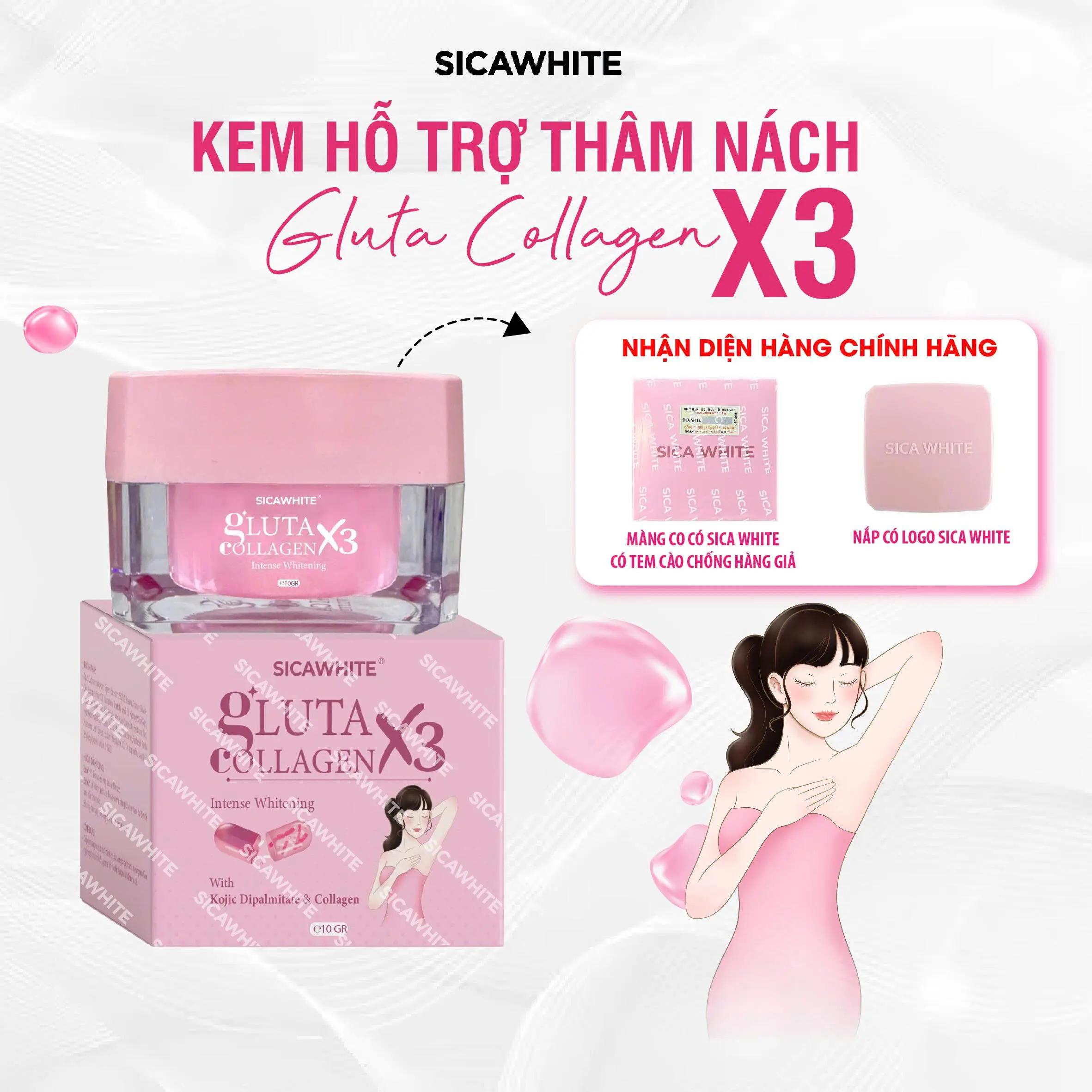 [D72] Kem Hỗ Trợ Giảm Thâm - Hỗ Trợ Khử Mùi, Dưỡng Da Vùng Dưới Cánh Tay, Đầu Gối, Khuỷu Tay - Gluta Collagen x3 (10gr)