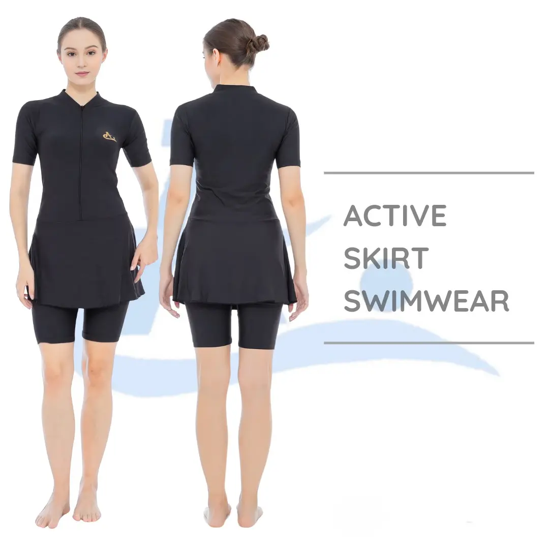 Baju Renang Wanita Perempuan Dewasa Rok Ukuran Jumbo LD 120 Hitam Active Sports