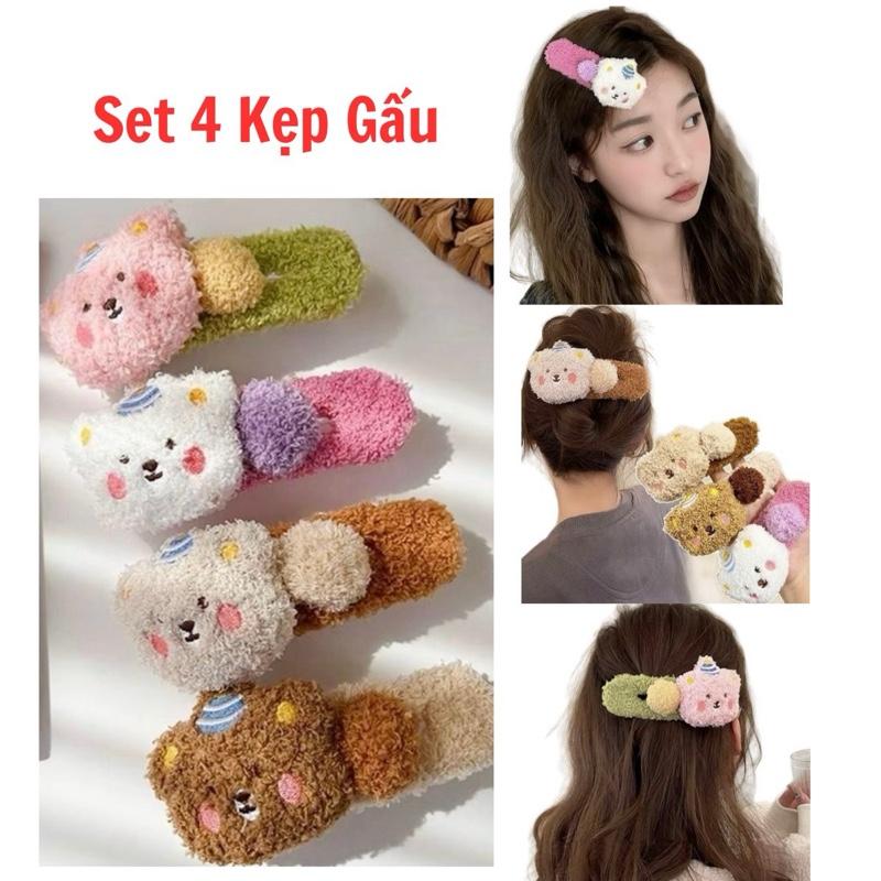(Size To 12 cm) Set 4 Kẹp Tóc Gấu Bông Đủ Màu Phong Cách Hàn Quốc Màu Ngọt Ngào Xinh Xắn Phụ Kiện Tóc Voi Women