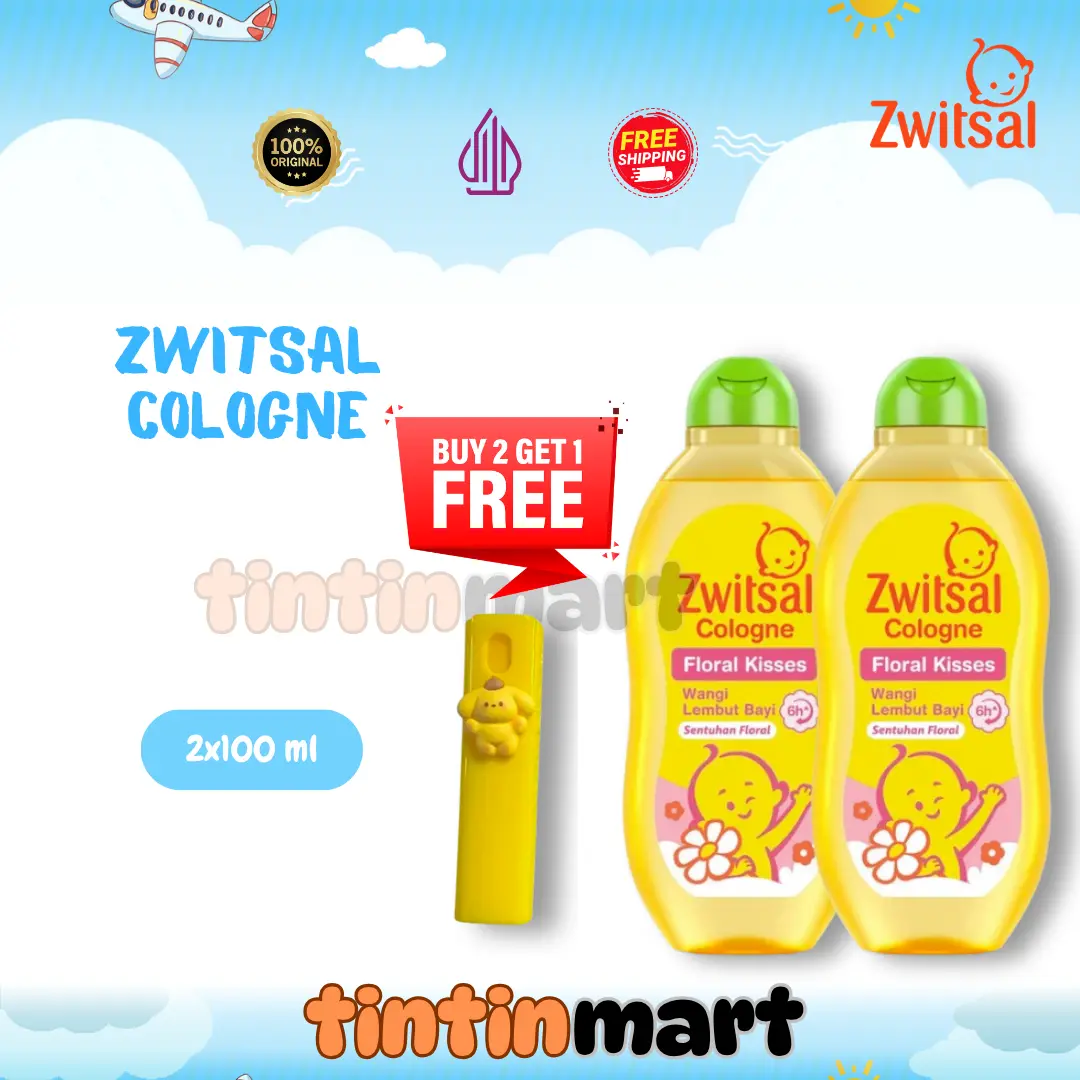 (BUY 2 GET 3) 2x Zwitsal Baby Cologne Floral Kisses Minyak Wangi Bayi 100Ml -Perawatan Bayi, Cologne Anak
