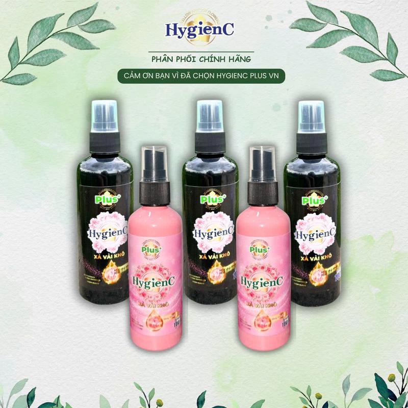 Combo 5 Chai xịt vải khô HygienC Plus 100gr/chai giữ hương thơm lâu trên quần áo, vải